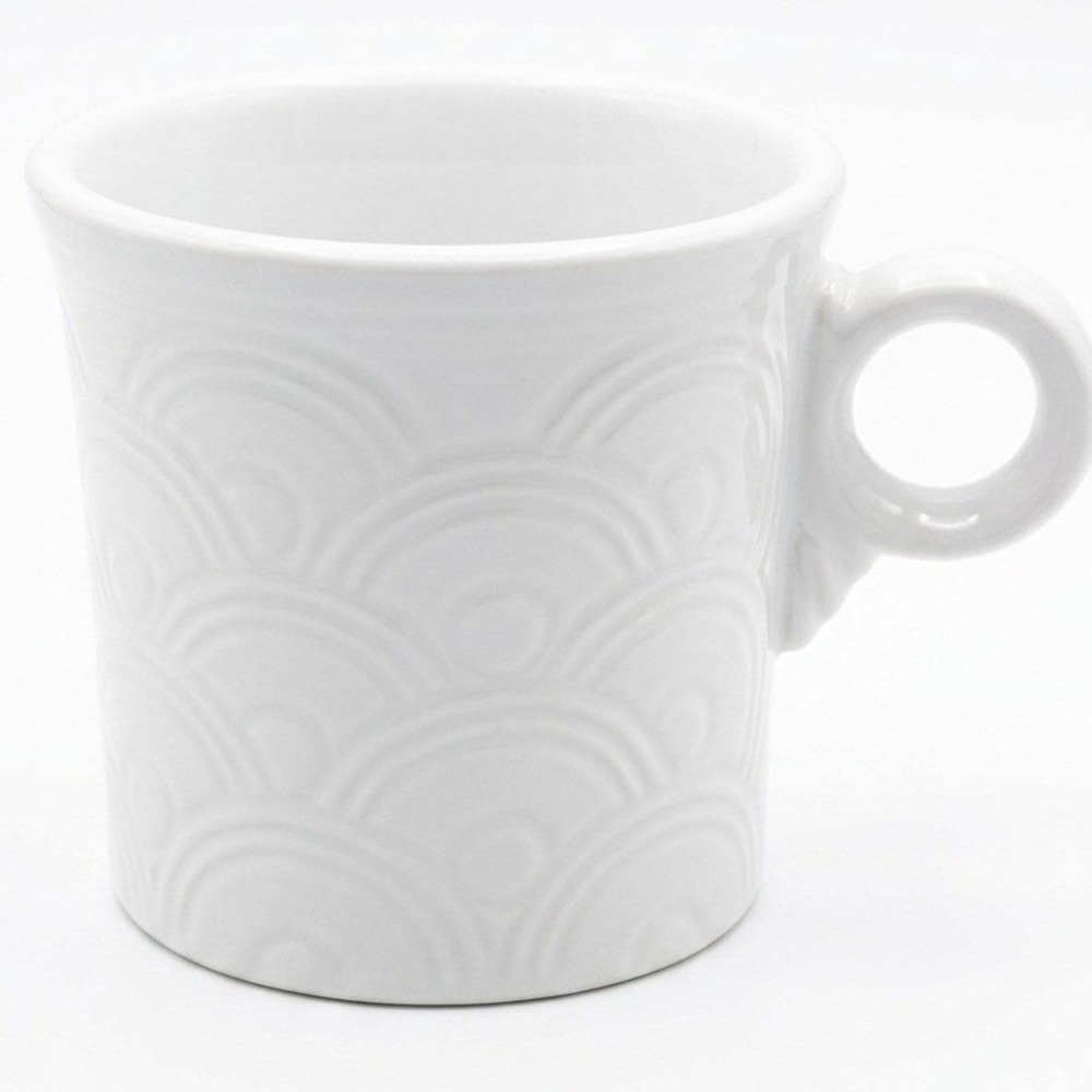 Fiesta Homer Laughlin White Embossed Wave Mug Lead Free Ceramic Made in USA